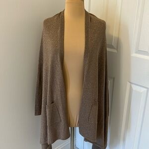 Ann Fontaine Wool Blend Metallic Open Draped Cardigan